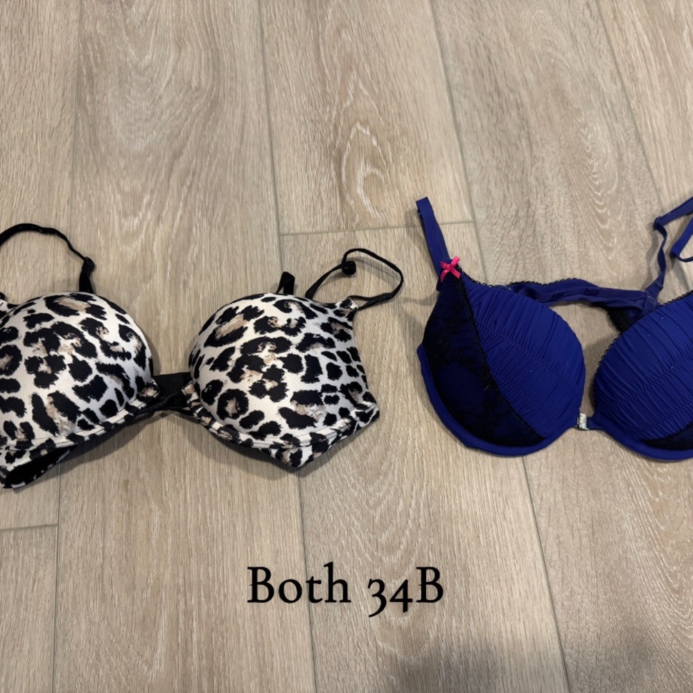 Leopard and Blue Bra Set 34B
